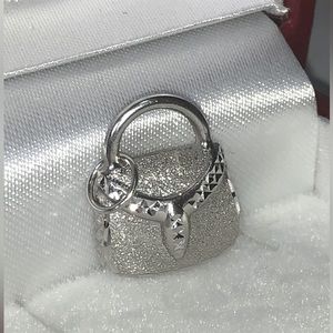 Solid 14K White Gold Purse Handbag Bag Purse Pendant Charm for Necklace Bracelet